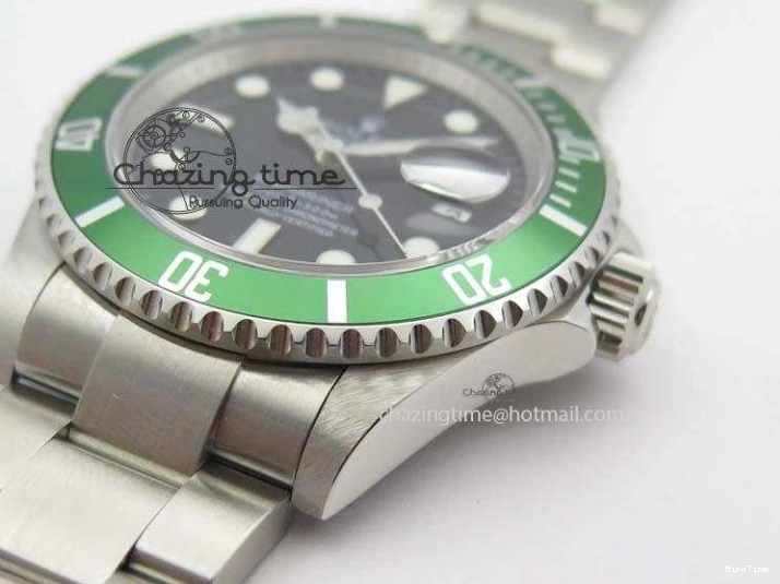MiroTime 0523 SoftTouch Submariner 16610LV SS Green Metal Bezel JF 1:1 Best Edition Black Dial On SS Bracelet SH 3755